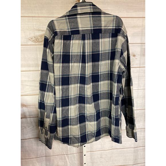 Eddie Bauer Men's Size Large Classic Fit Blue Gray Button Down Shirt Flannel - Picture 6 of 8